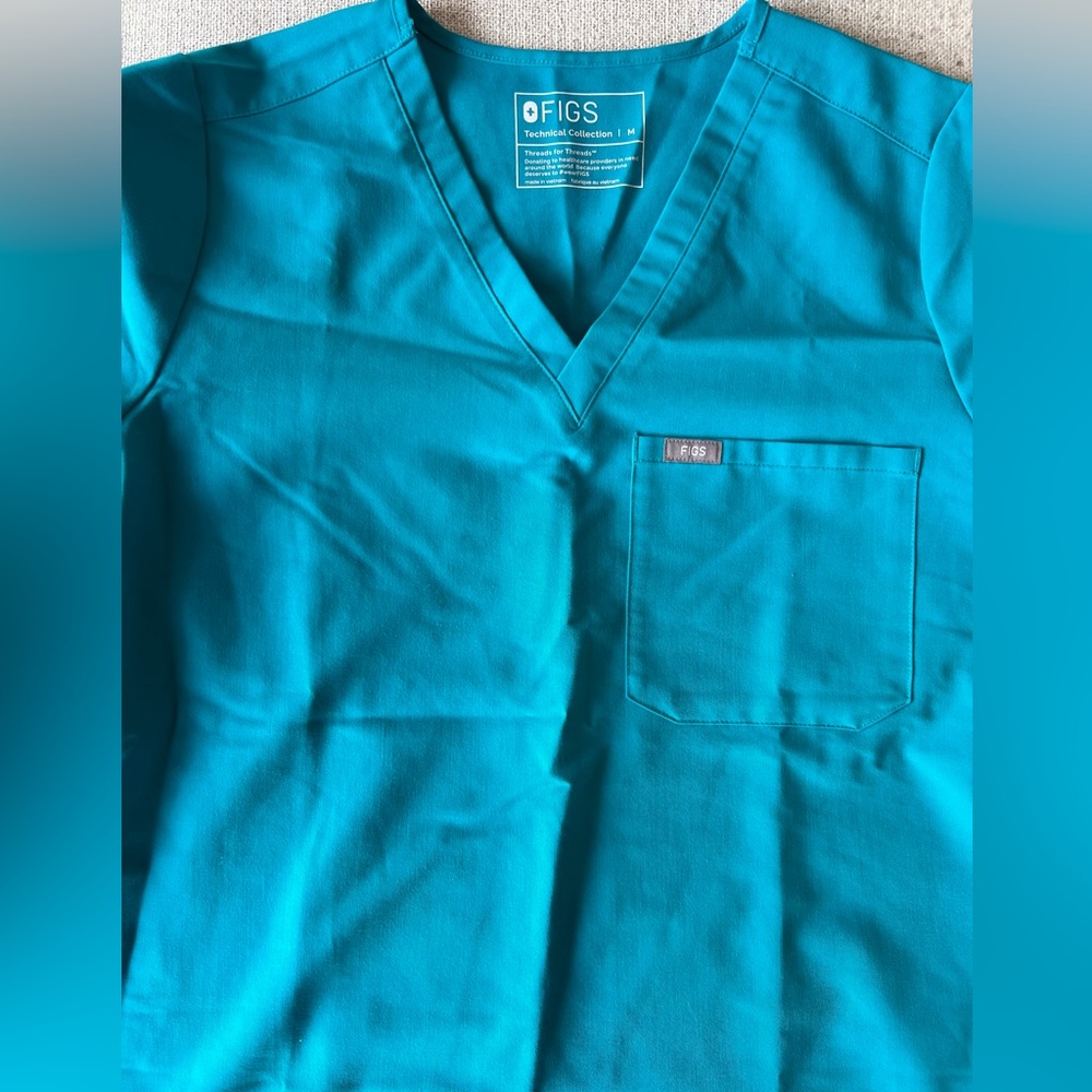 Figs Teal Scrub Top